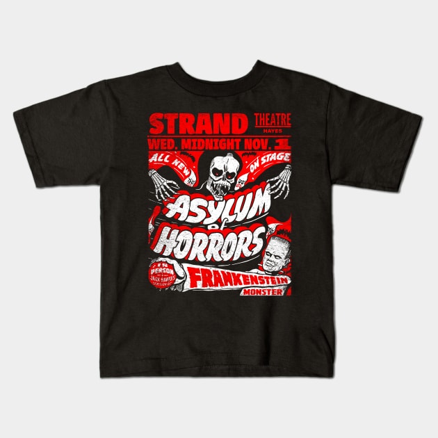 Asylum of Horrors spook show poster Kids T-Shirt by UnlovelyFrankenstein